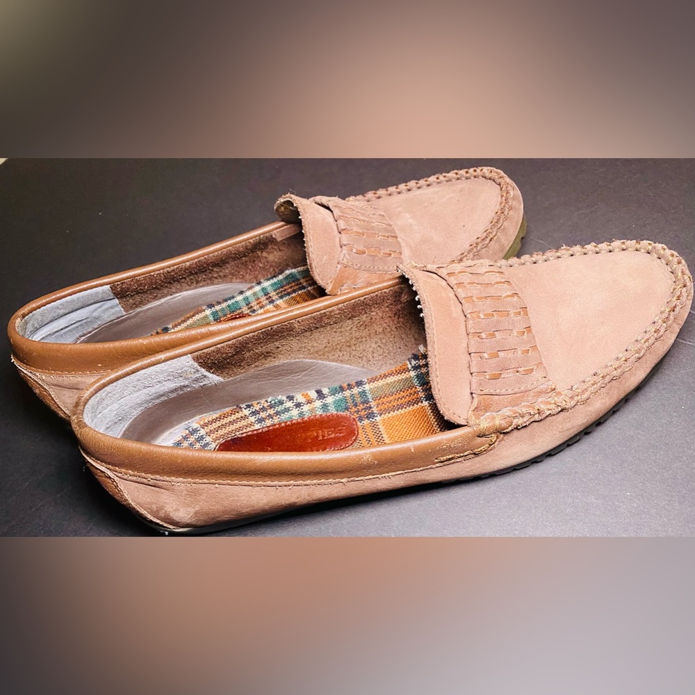 Hush Puppies Brown Loafer Suede Flats for Women, 9.5
